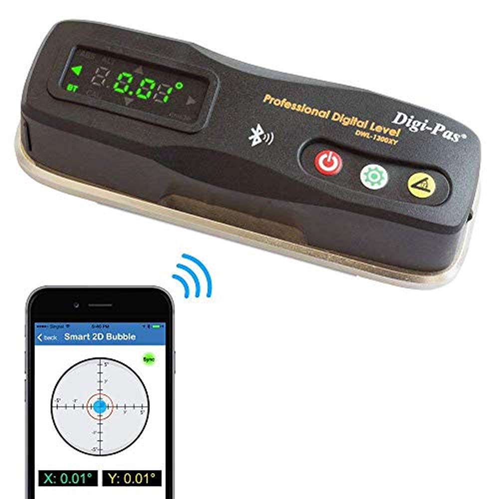 DigiPas 2축 정밀 스마트 디지털 수평기 경사계 Bluetooth 0.2mm / m (DWL1300XY)