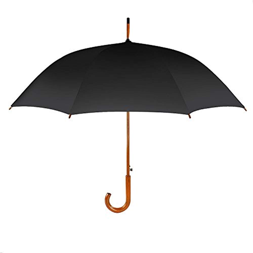 Hometek 길이 우산 멋장이 점프산 8개 골산친골60cm 목제 중봉 내풍발수 장마 대책 경량 비지니스용 신사산 블랙-