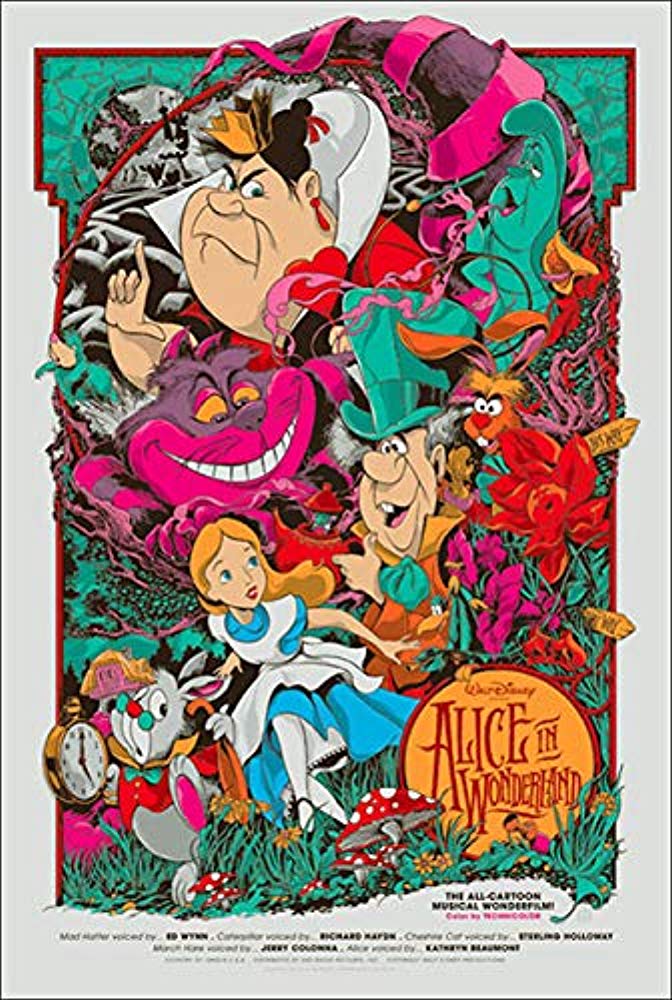 아즈포스터 일본 켄 테일러 Mondo Disney Alice in Wonderland 한정판매 490매 친필 넘버링 빈티지 포스터