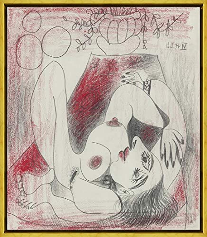 [벌킨아트] Berkin Arts JP 파블로 피카소 Pablo Picasso 프레임 캔버스 인쇄 아트포스터(여성과 꽃)  
