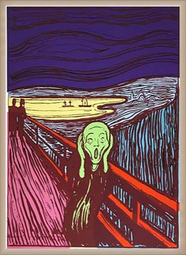 아즈포스터 일본 앤디워홀 Andy Warhol 포스터 Sunday B Morning The Scream After Munch 한정판 1500매 증명서포함 우드 베이직 액자(오프 화이트)
