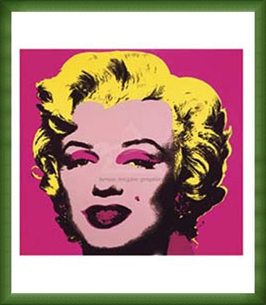 아즈포스터 일본 앤디워홀 Andy Warhol 포스터 마를린 먼로 1967 (hot pink) 우드 베이직 액자(그린)
